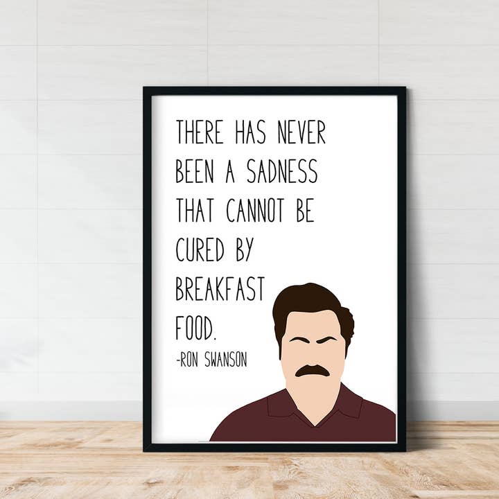 Ron Swanson " Breakfast Food " Print | Parks and Rec for wholesale by Callisto Design House