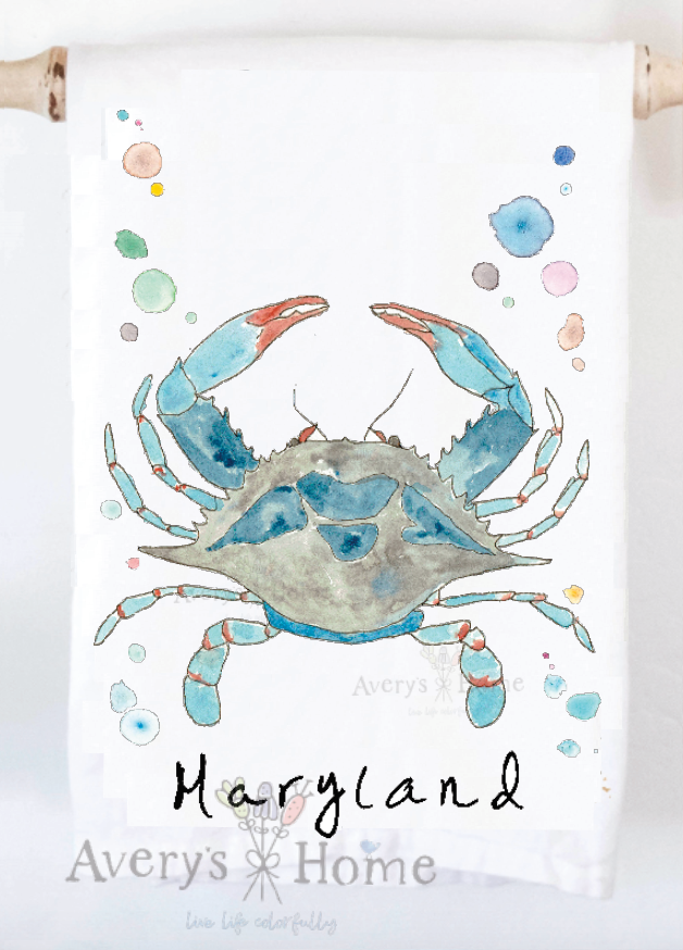Avery's Home - Wholesale Tea Towel - Blue Crab Ocean Customizable Coastal Tea Towel20