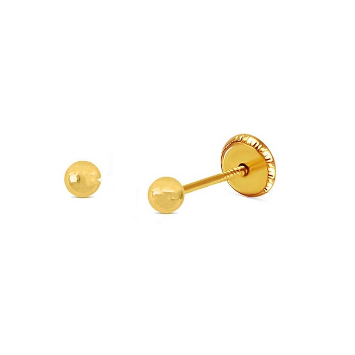 BecKids 18k Gold Polished Ball Stud Earrings, 3mm for wholesale by Barrocos