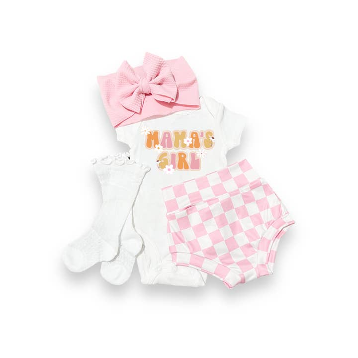 Ensemble de bonnets Pink Checker pour maman et fille pour la vente par Tiny toes Baby Co