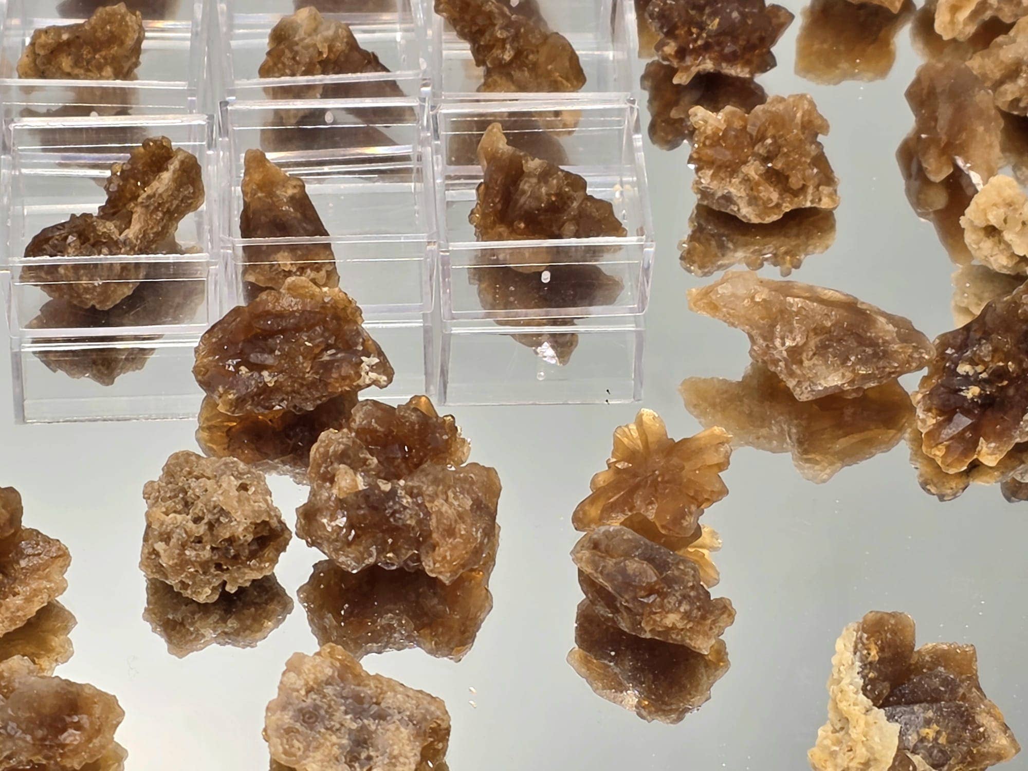 Distinction Crystals – wholesale Spiritual stone/crystal – Small Citrine Pseudomorphs in Magnifying Case (Morocco)0