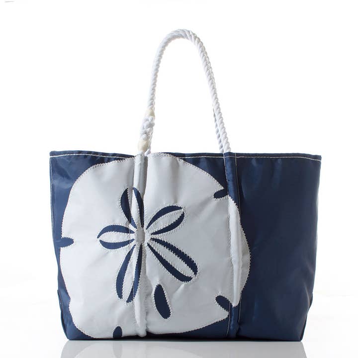 Branco em Azul Marinho Bolsa Grande Sand Dollar por atacado de Sea Bags