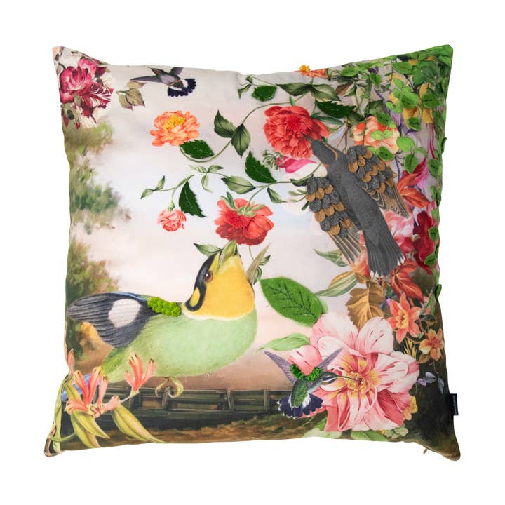 cojín hecho a mano fleury pájaro verde 45x45cm para venta al por mayor de Mars & More - Brand of B Living