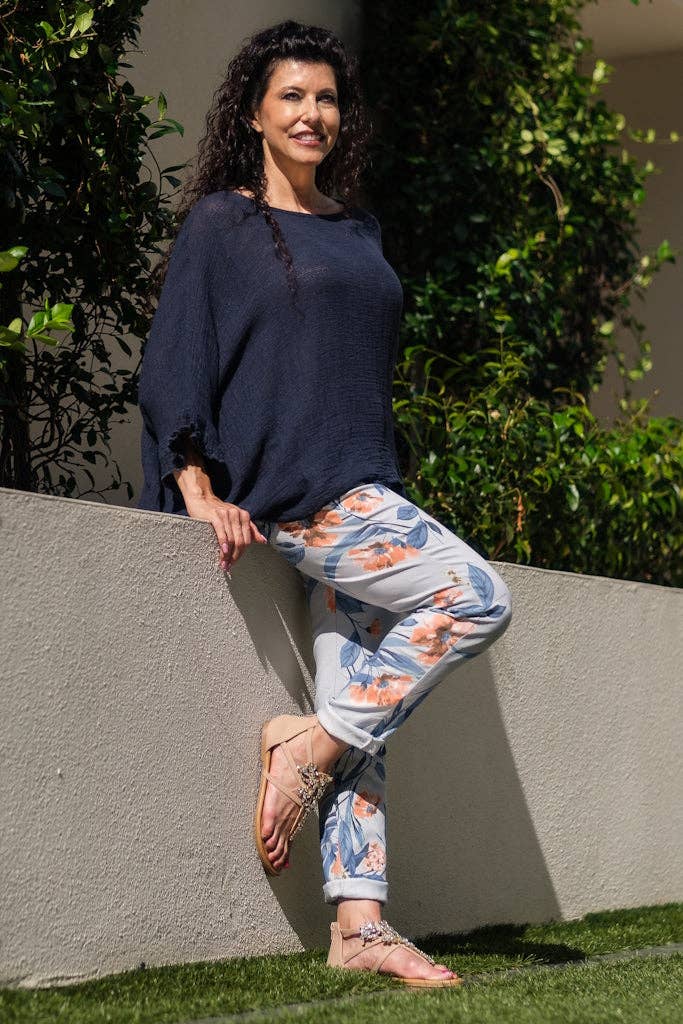 TINA Stephens Italy/Tees By Tina – Großhandel Hose – Damen – Roseann Hose mit Blumendruck (PL710F)