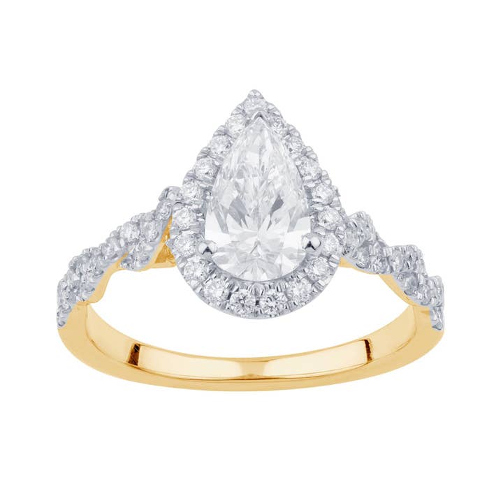 1,45 CTW Birnenschliff-Labordiamant-Verlobungsring 14 Kt Gold für den Großhandel von White Rock