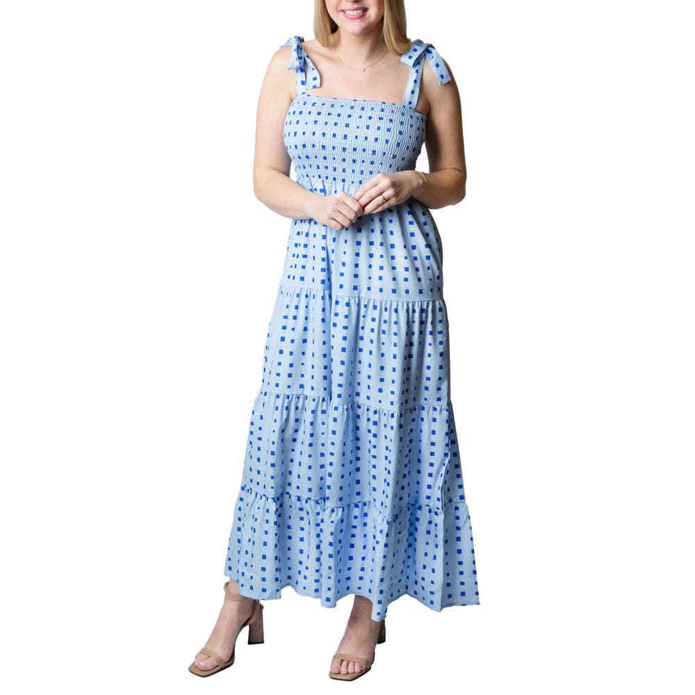 Top It Off - Wholesale Dress - Women's - Raquel Tiered Maxi Dress Smocked Bodice - On Sale4