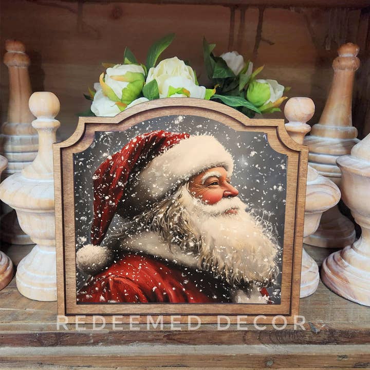 Redeemed Decor - Wholesale Tafelbladdecoratie - Provinciale Antieke Kerstman Ingelijste Kunst