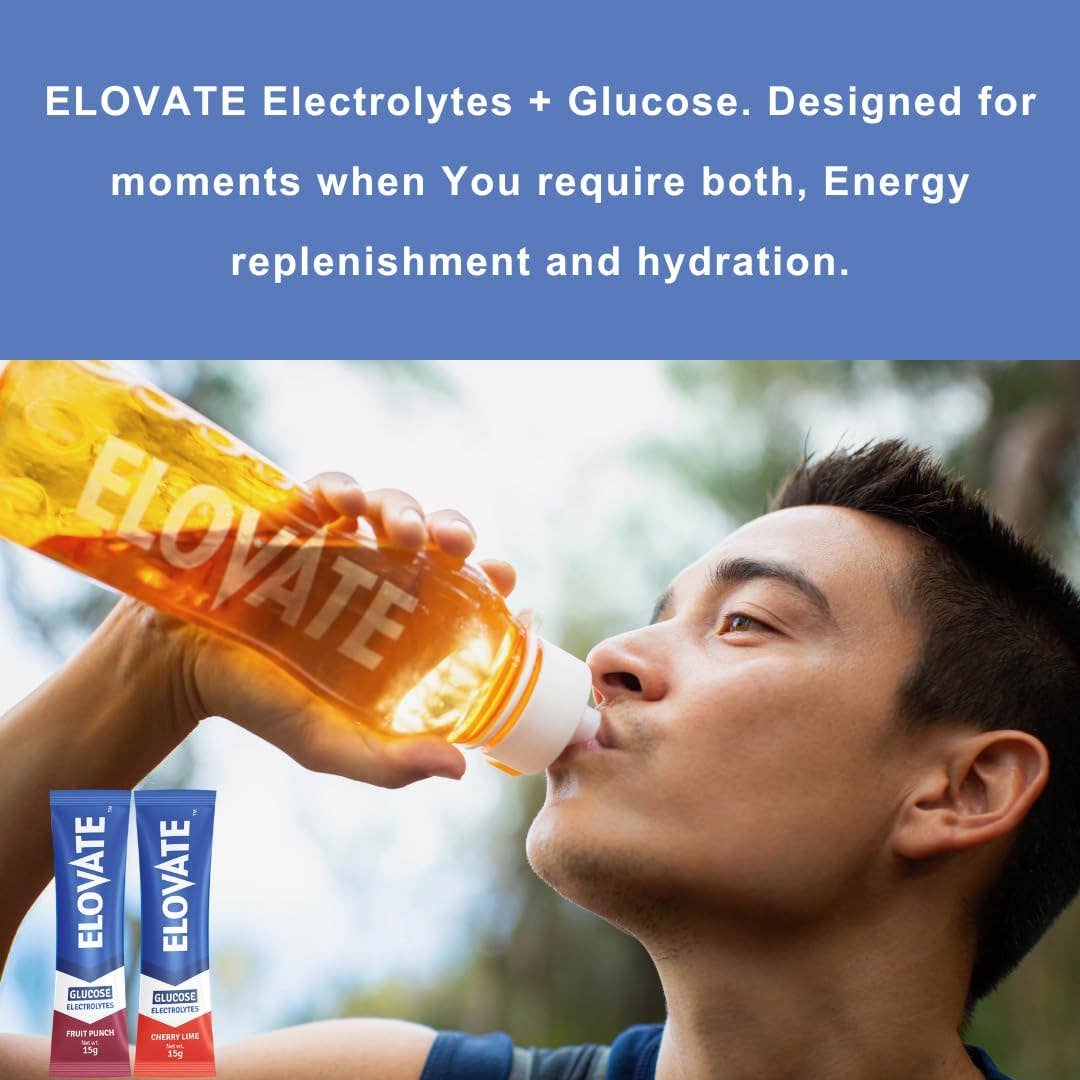 ELOVATE - Wholesale Powdered Health Drink - Elovate 15 - Electrolyte Drink Mix with 10g Glucose - Hydrating Electrolyte Powder Packets for Energy, Rapid Rehydration, Workout Recovery, Dehydration Relief, Fitness & Active Lifestyles - Premium Drink for Daily Hydration (Fruit Punch, Pack of 25)1