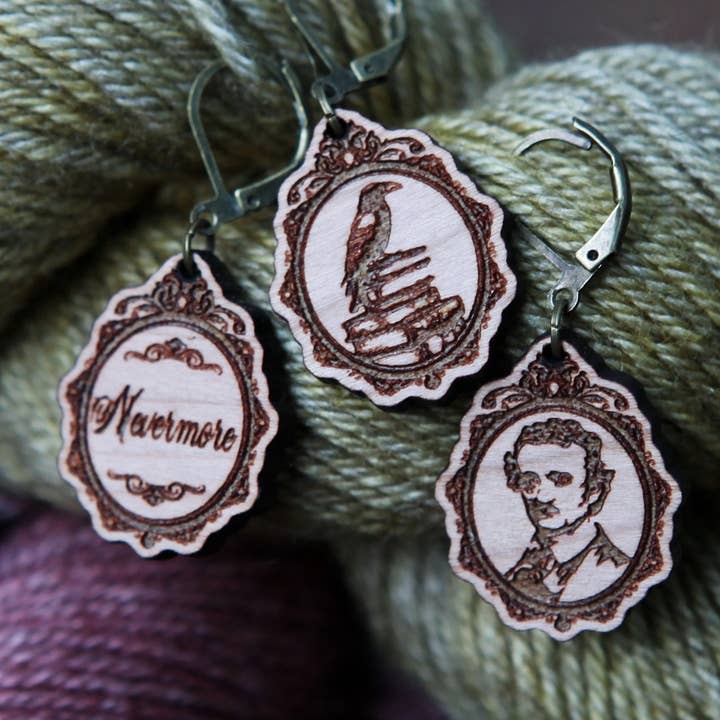Poe Raven Knitting Keepers & Crochet Stitch Markers for wholesale by Sunrise Grove