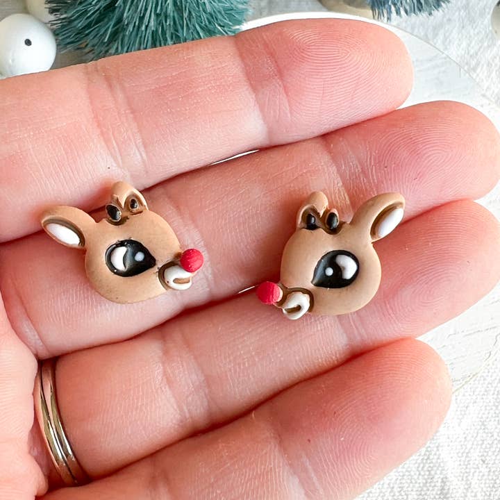 Morning Dew Designs – Großhandel Ohrstecker – Weihnachts-Rentier-Ohrringe aus Polymer-Ton