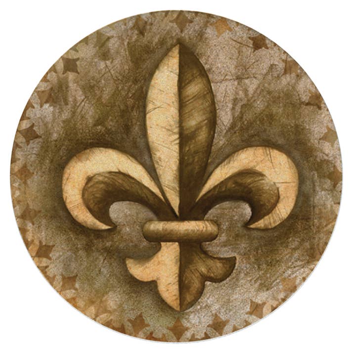 Thirstystone «Gold Fleur de Lis», sottobicchieri rotondi in arenaria, confezione da 4 per la vendita all'ingrosso da parte di CounterArt/Highland Home/Thirstystone/CoasterStone