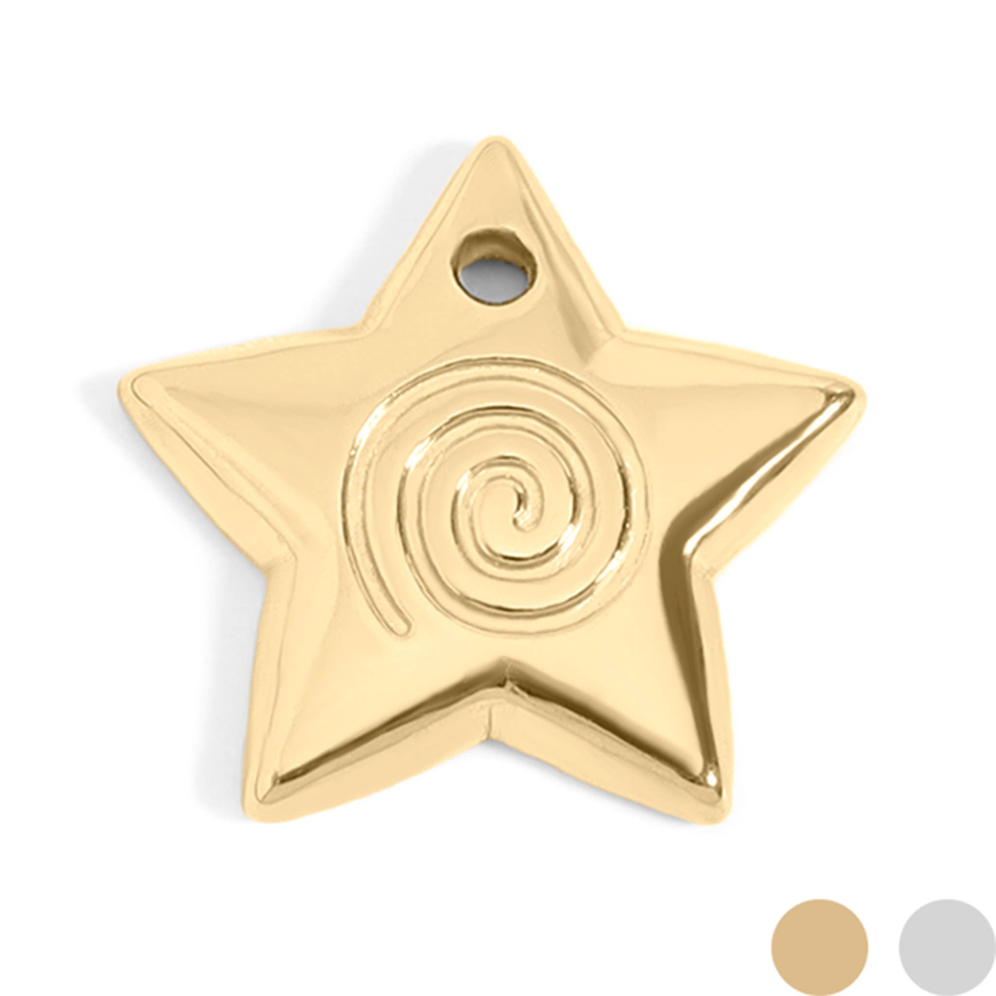 WJW - Wholesale Individual Charm/Pendant - 18K Gold PVD Stainless Steel Puffy Star Charm0