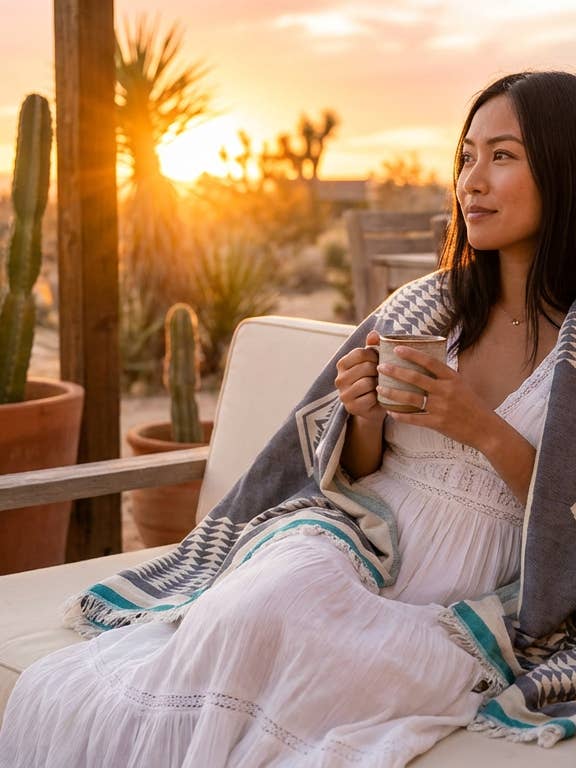 Tribal Cotton Throw Blanket – Reversible Soft Sofa or Beach Blanket for wholesale by TurkanHome