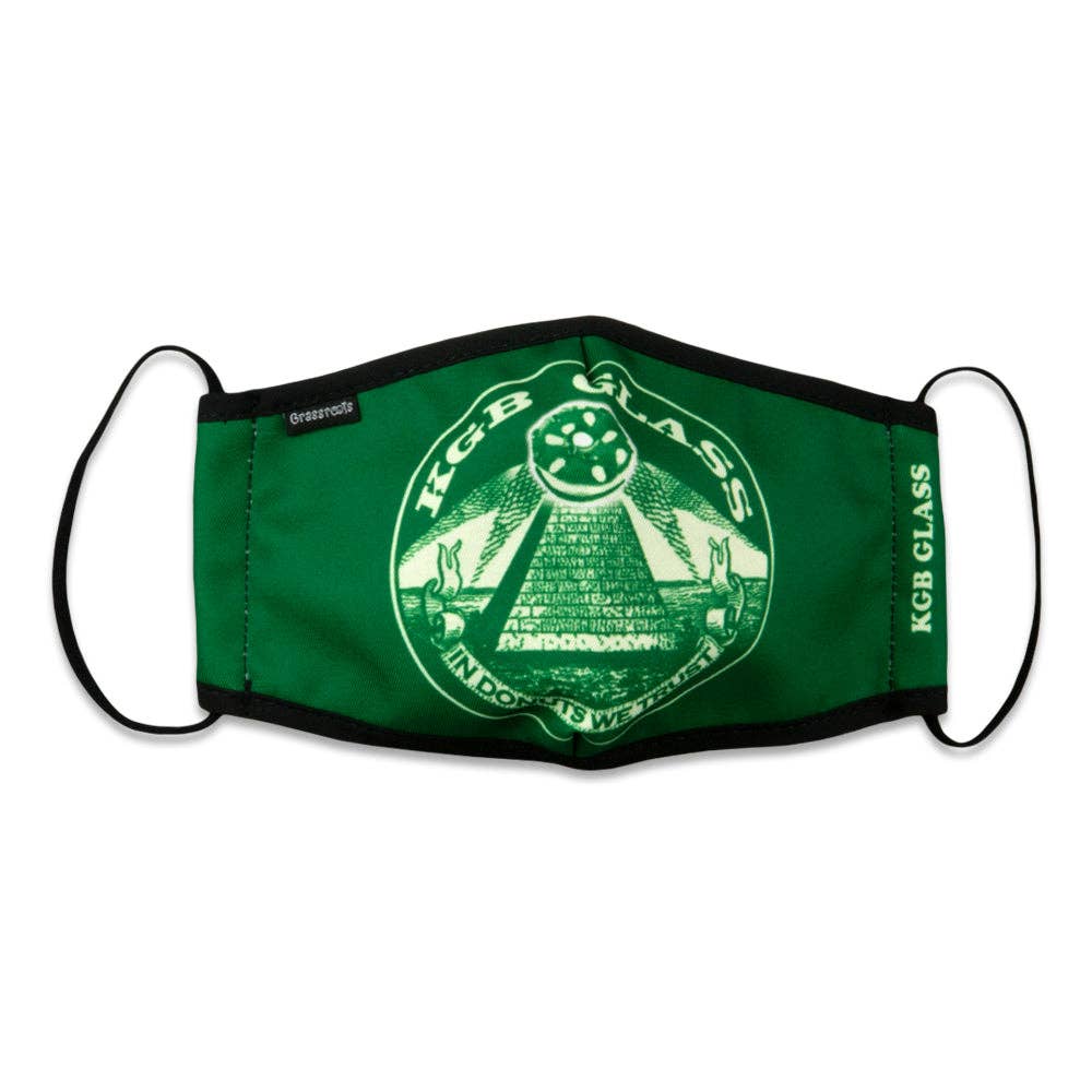 Green KGB Glass In Donuts We Trust Facemask for wholesale on Faire0