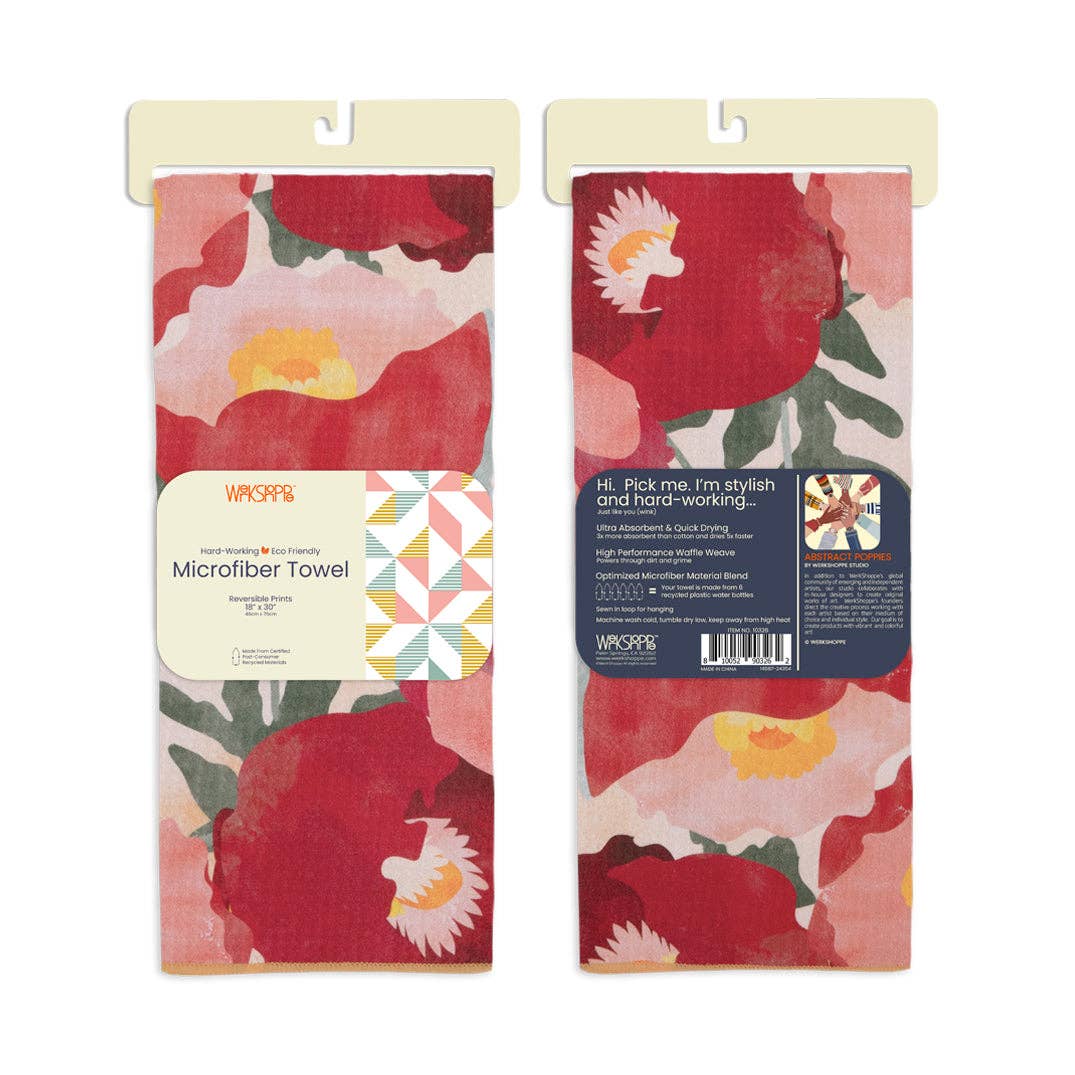 WerkShoppe – Engroshandel Viskestykke – Abstract Poppies Microfiber køkkenhåndklæde1