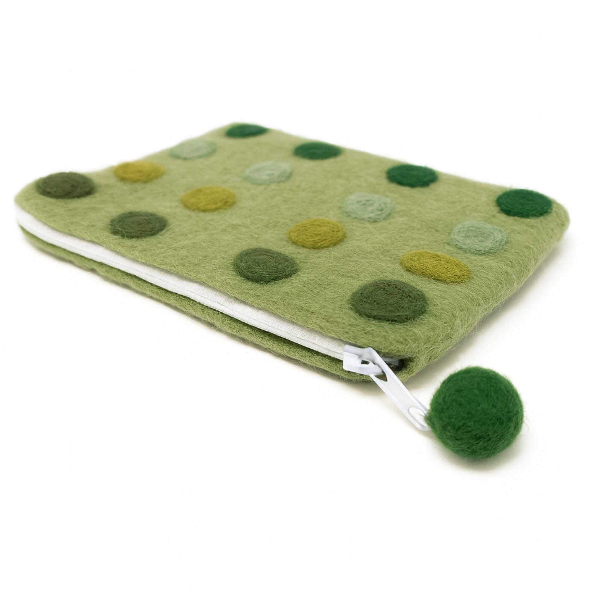 Global Crafts - Wholesale Pouch - Women's - Rain Forest Felt Zipper Pouch, Green1