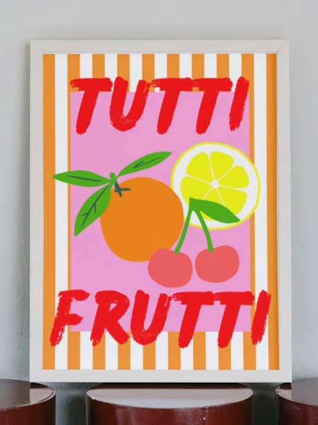 Stampa artistica A4 A3 frutta cibo strisce colorate tutti frutti per la vendita all'ingrosso da parte di Nina Bombina
