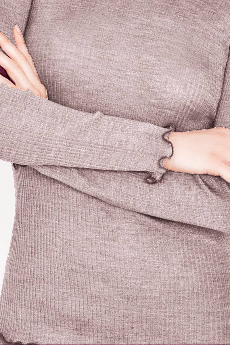 Madiva – Großhandel Strickoberteil – Damen – Ilary Langarm-Rollkragenpullover aus plissierter Wolle und Seide1