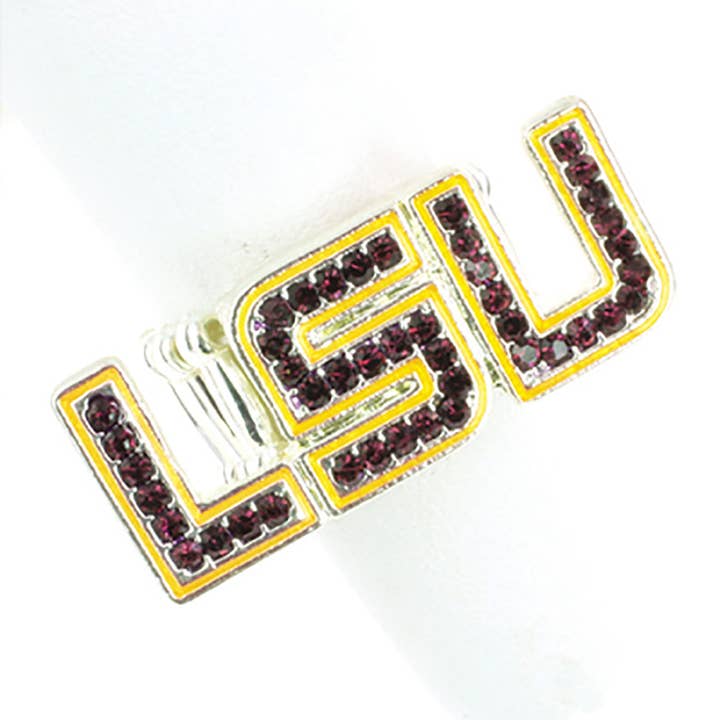 Lsu Crystal Logo Ring for wholesale by Seasons Jewelry
