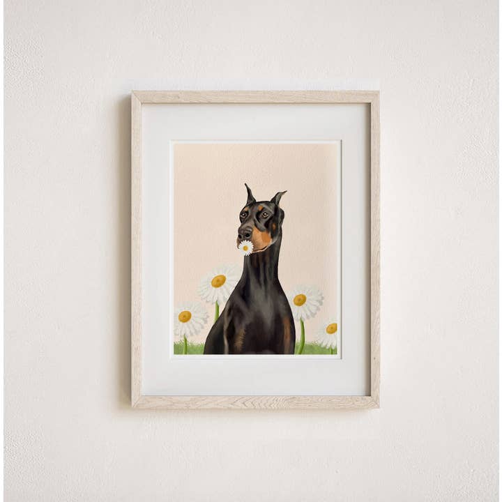 Lámina artística Daisy Doberman para venta al por mayor de Pawssionate Art