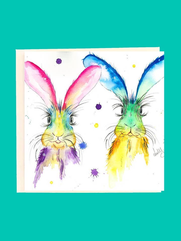 LoveLilly Hares Greeting Card for wholesale by HOOLI MOOLI