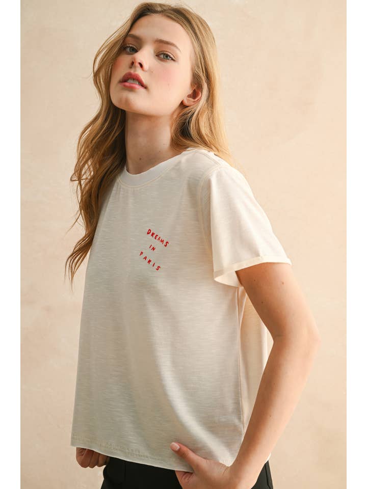 ECRU T5558 PARIS PRINTED GRAPHIC T SHIRTS for wholesale on Faire