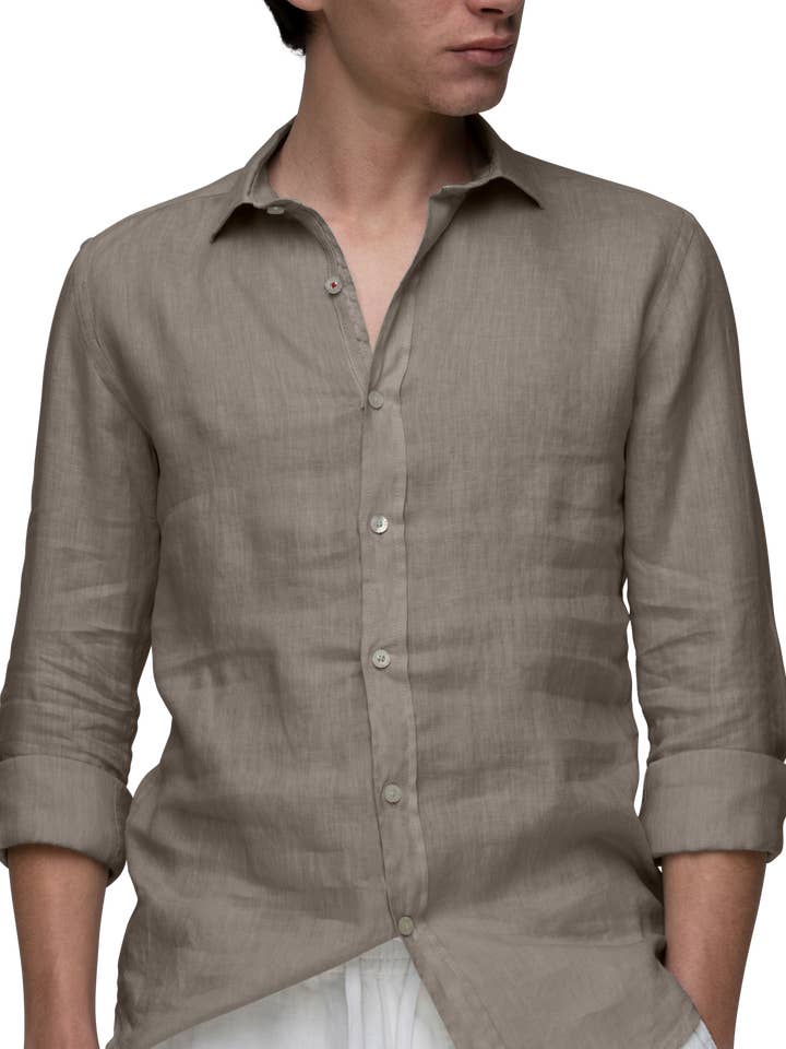 Formentera Camisa Lino Khaki-48 para venta al por mayor de Gerry St Tropez