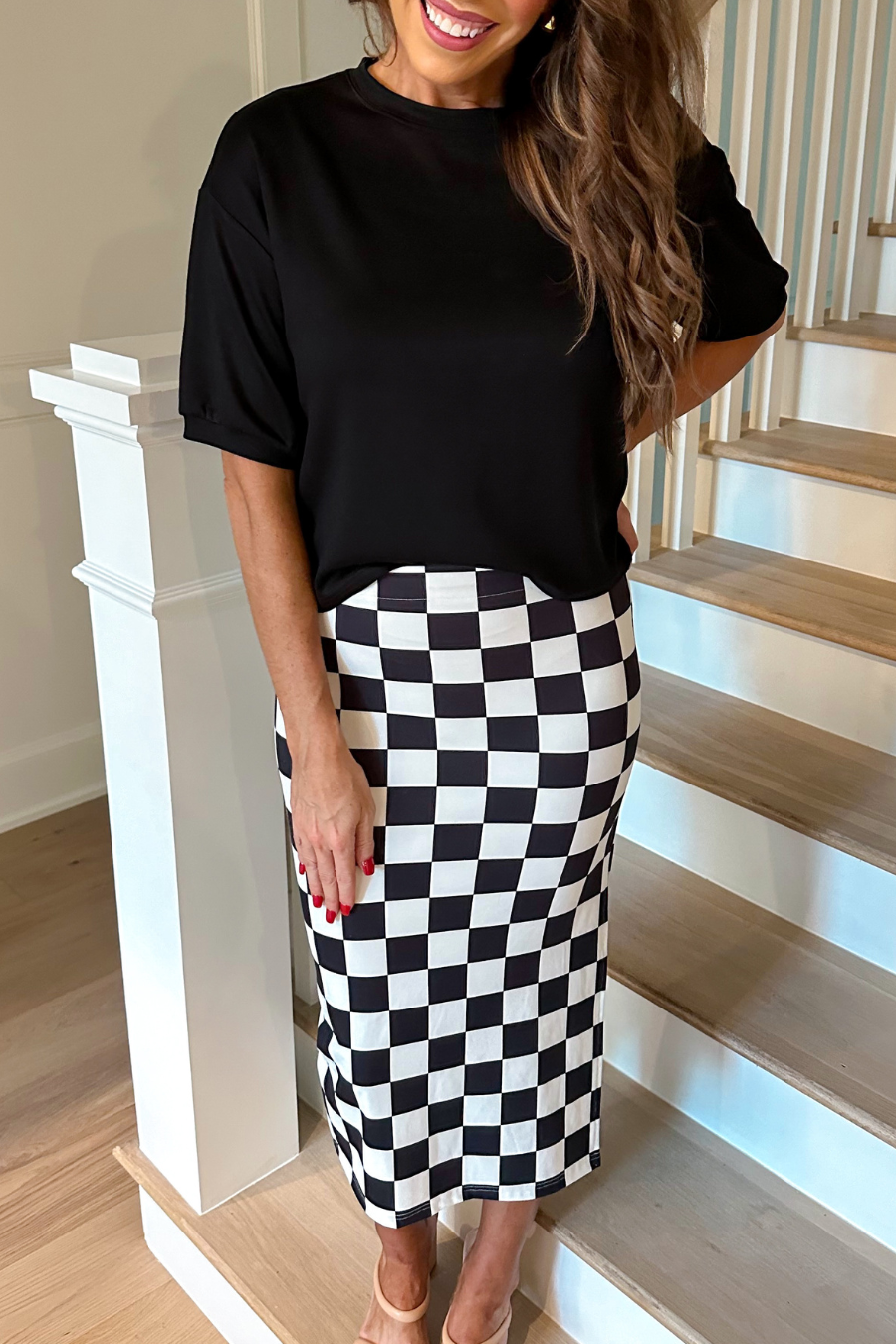 【as\"on】24fw LONDON CHECK MIDI SKIRT Green and white checked cotton skirt Green For Women | Maje