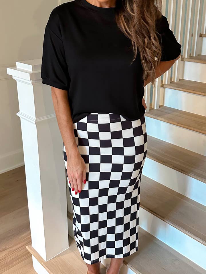 Midi Skirt- Checkerboard Checkered for wholesale by Jess Lea