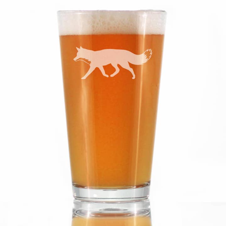 bevvee - Wholesale Beer Glass/Mug - Fox Silhouette Pint Glass for Beer - Rustic Cabin Gifts