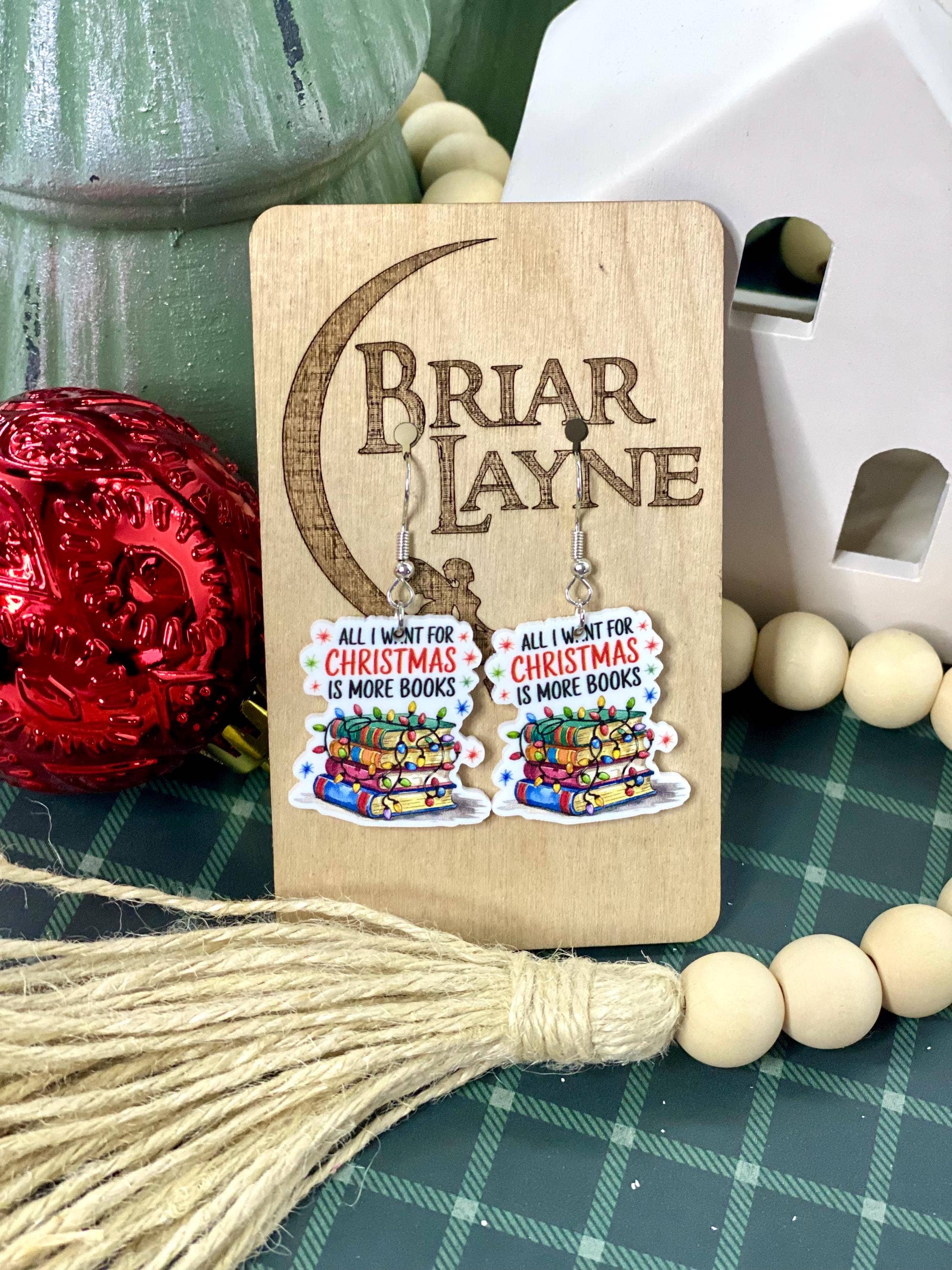 Briar layne - Wholesale Dangle Earrings - Christmas Book Lover Earrings1