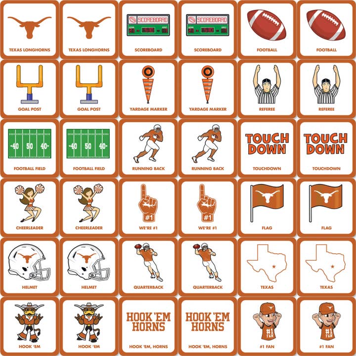 Masterpieces Puzzles - Wholesale Card Game - Texas Longhorns Matching Game1