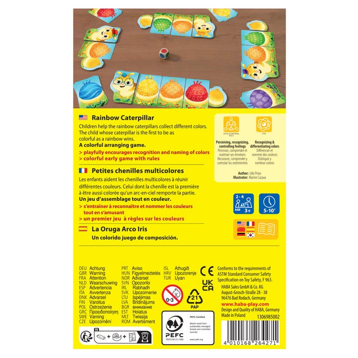 HABA USA - Wholesale Card Game - Rainbow Caterpillar Arranging Game - Mini3
