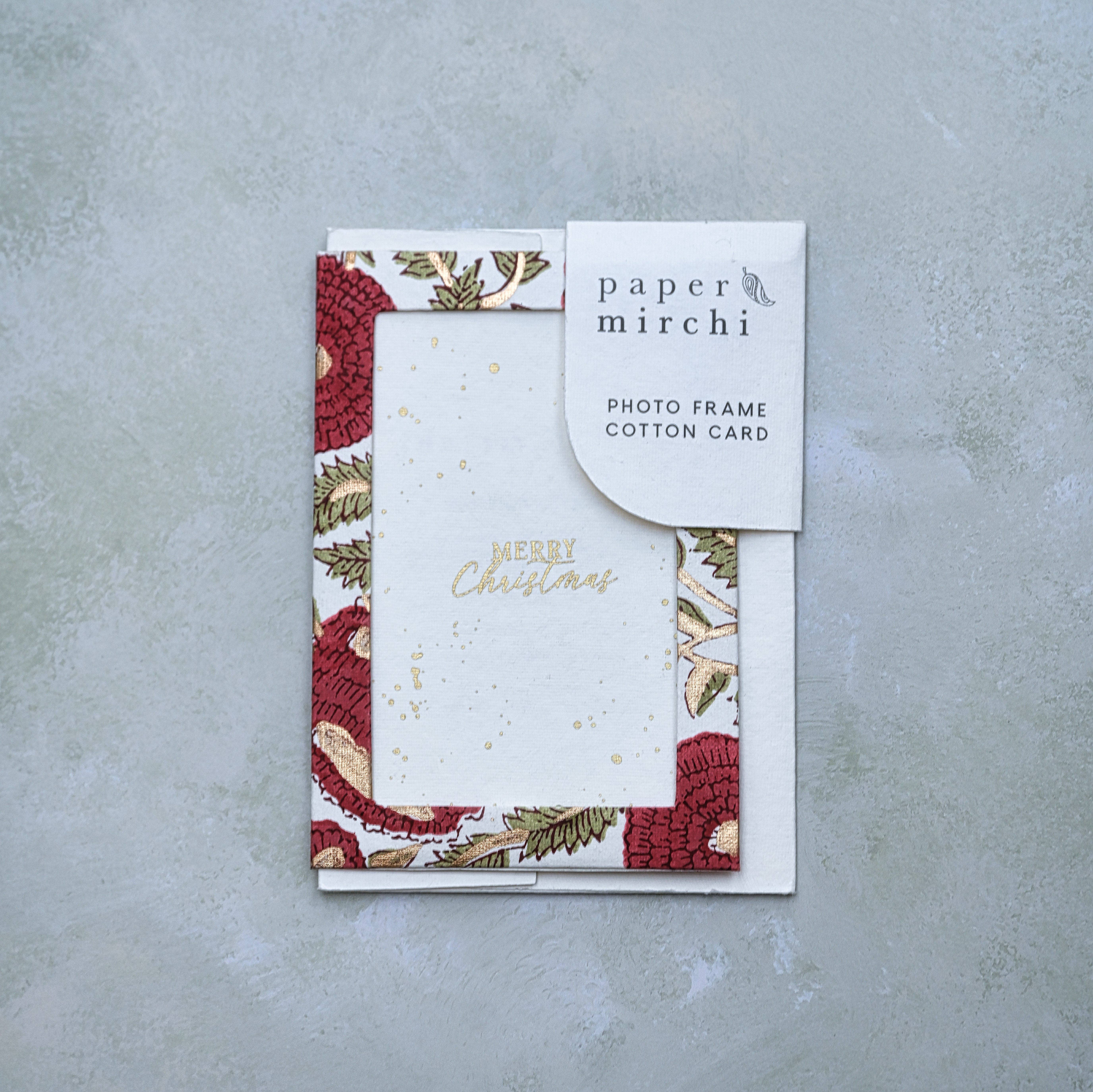 Notes & Queries, Inc. - Wholesale Everyday Greeting Card - Handmade Photo Frame Greeting Card Marigold Paper Mirchi