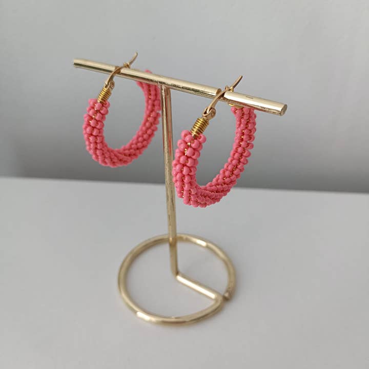 Kolorya - Wholesale Dangle Earrings - Pendientes de Aro con Cuentas en Tonos Rosados y Morados – Hechos a Mano6