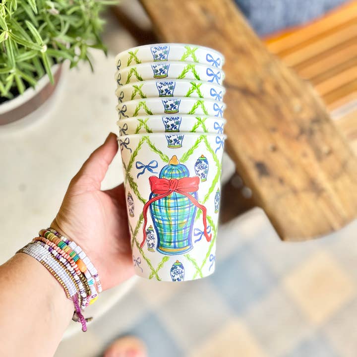Happy By Rachel, LLC - Wholesale Disposable Cup - Ginger Jar Christmas Cups-Set of 6