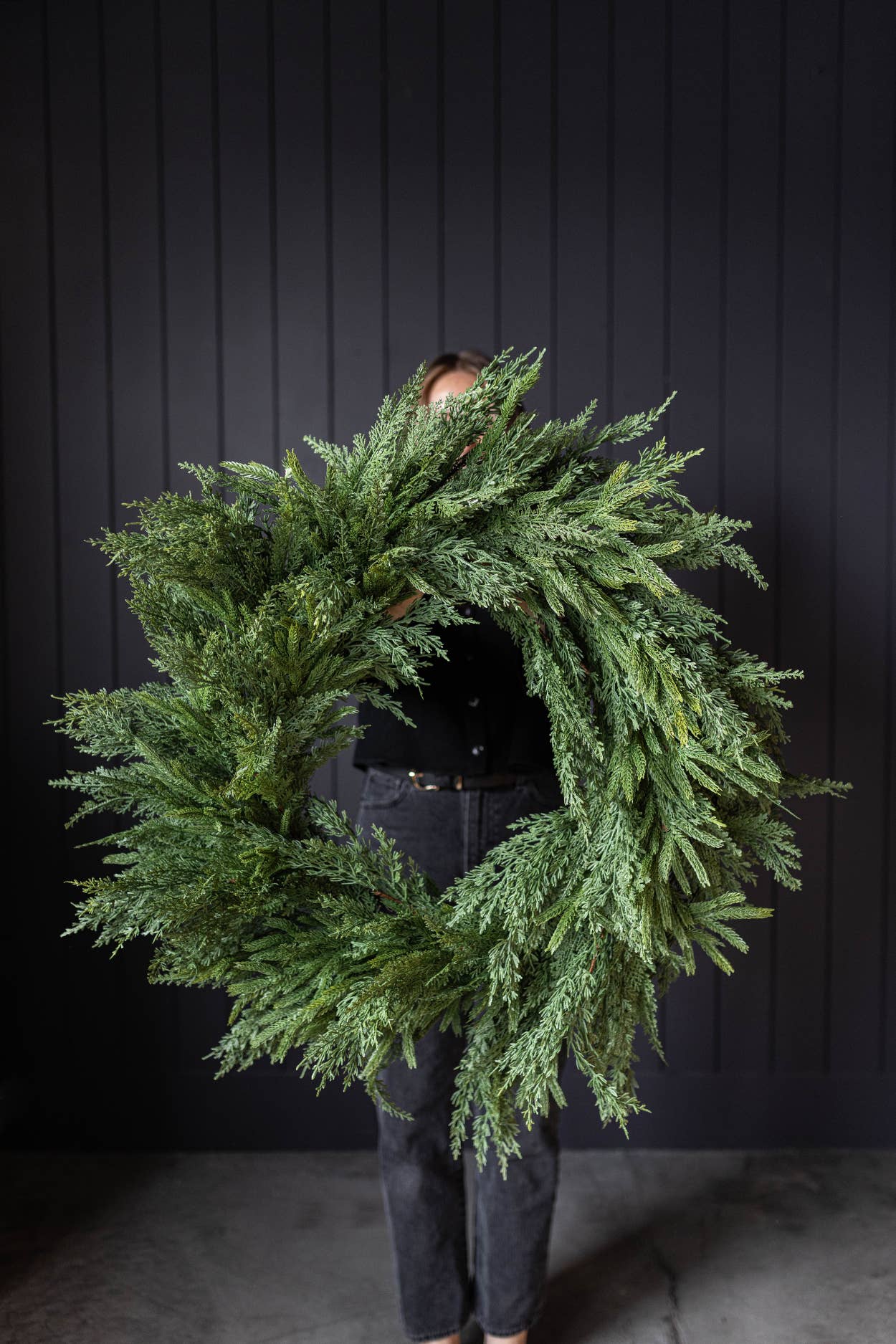 Luxe B Co - Wholesale Wreath - Norfolk & Cypress Mixed Real Touch Wreath - 34"