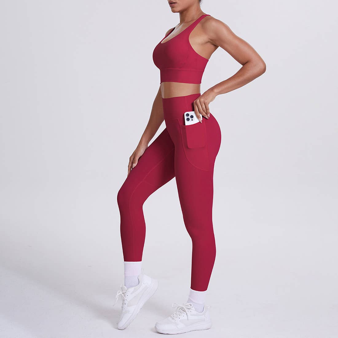 Sodalemon - Venta al por mayor Conjunto de ropa deportiva - Mujer - Conjunto de Yoga para Mujeres: Leggings de Cintura Alta con Bolsillo + Sujetador Deportivo26