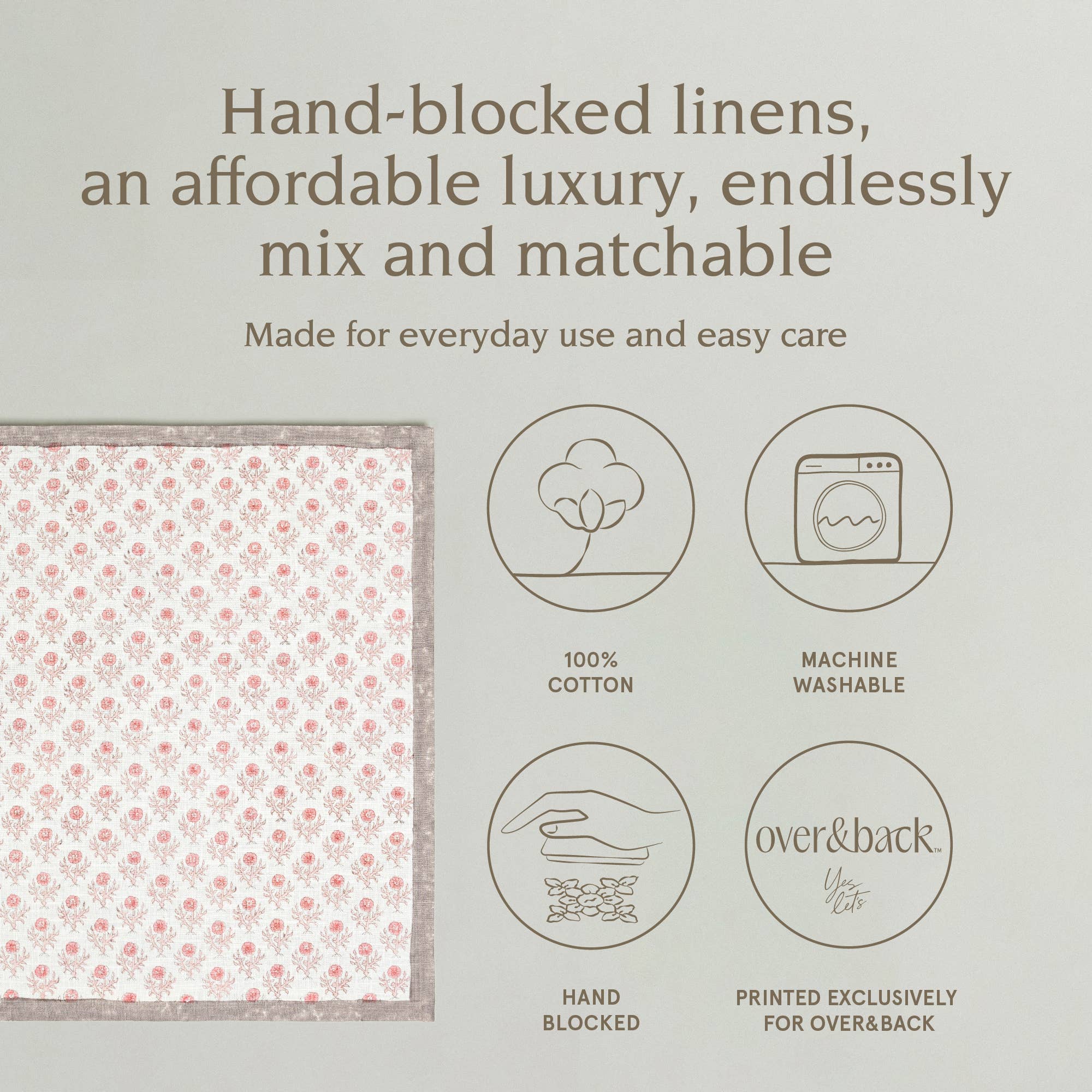 over&back - Wholesale Dinner & Cloth Napkin - Artisan Hand-Blocked Cloth Napkins – 100% Cotton – Set of 4 33