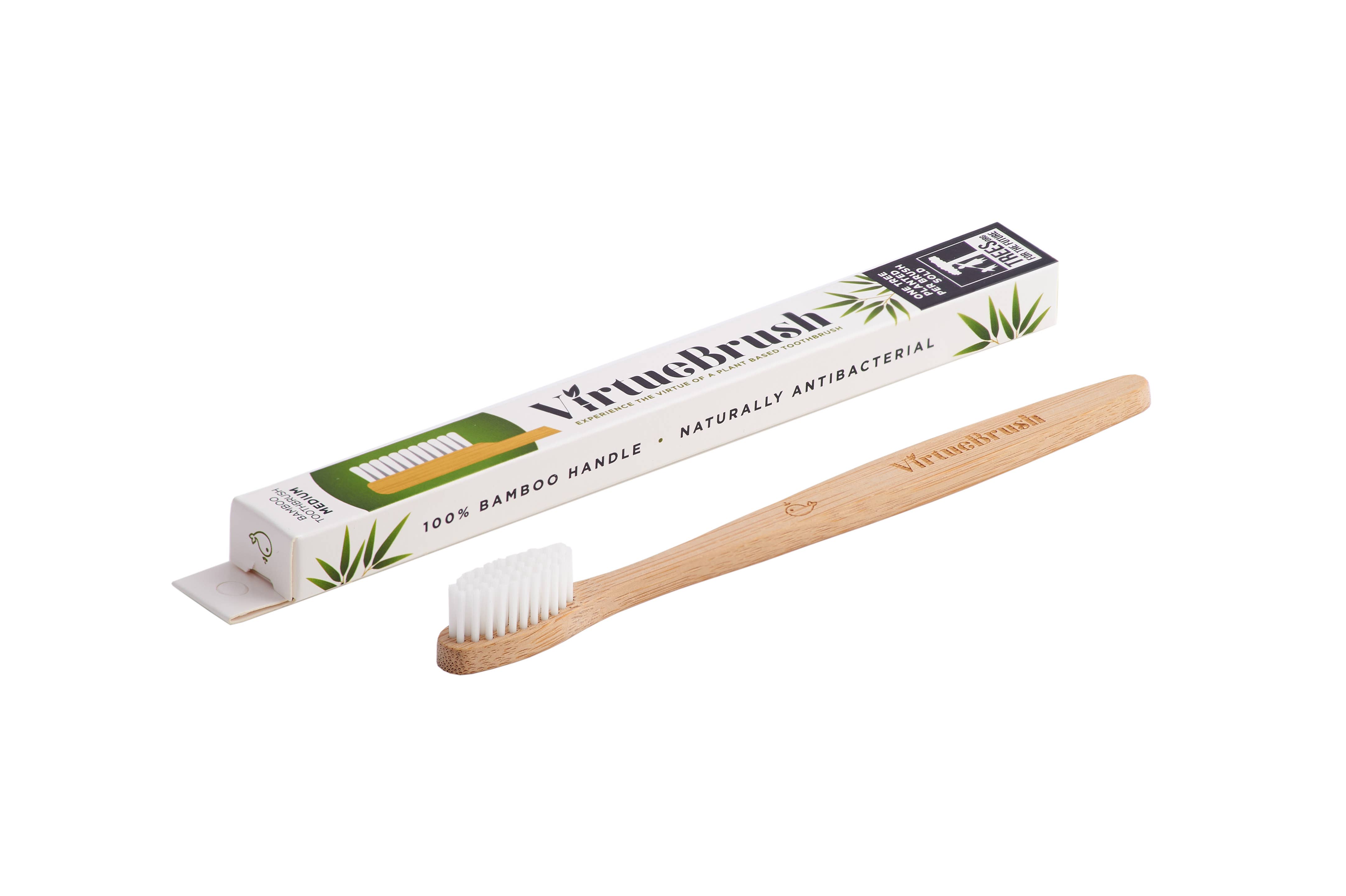 VirtueBrush - Wholesale Toothbrush - Adult Flat White Bamboo Toothbrush2