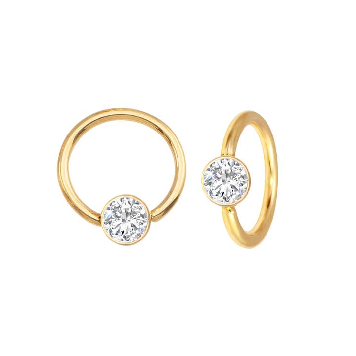 Classic Bezel Seamless Ring – 14K Gold Cup & Divot Design for wholesale by Piercing-zone