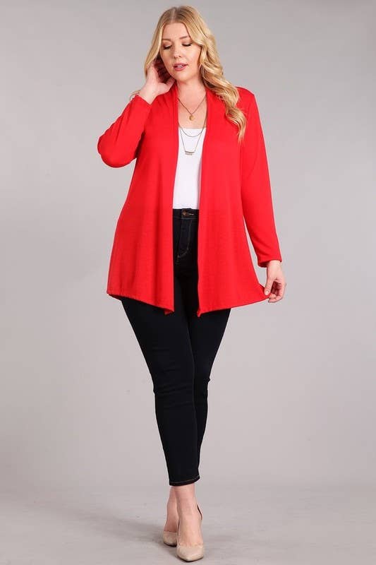 Chris & Carol Apparel - Wholesale Cardigan - Women's - X9029-140 Essential Plus Size Knit Cardigan5