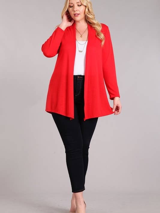 Chris & Carol Apparel - Wholesale Cardigan - Women's - X9029-140 Essential Plus Size Knit Cardigan5