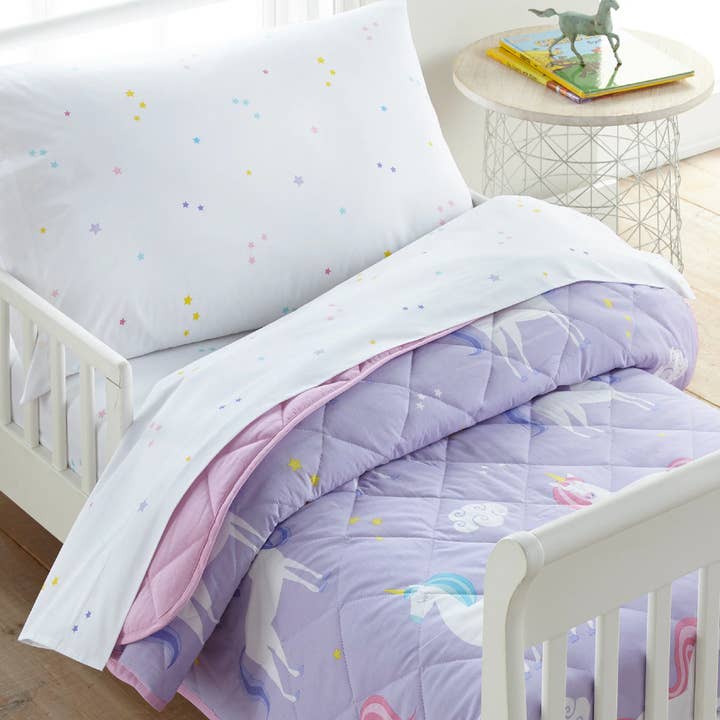 Wildkin - Wholesale Beddengoedset - Kinderen en baby - Unicorn 4-delig katoenen peuterbed in een tas14