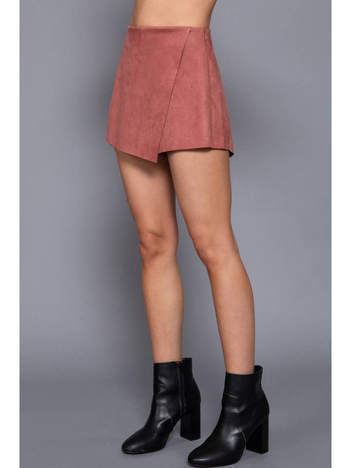 PNK sienna pink Front Wrap Faux Suede Short Pants for wholesale on Faire