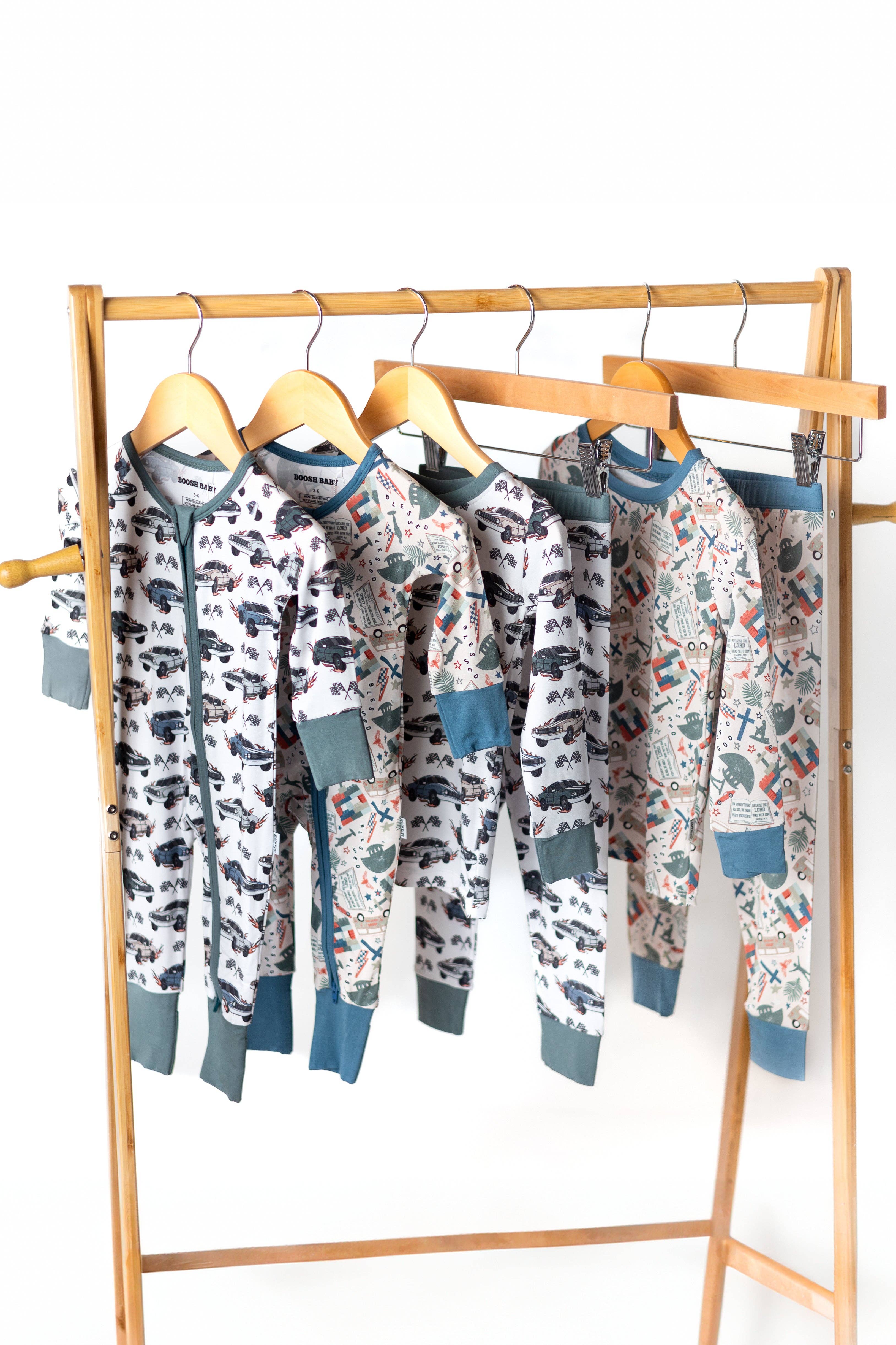 Boosh Baby - Wholesale Sleepsuit - Baby - Classic Cars Bamboo Pajama Romper🏎️ | Convertible Zippy PJ 4