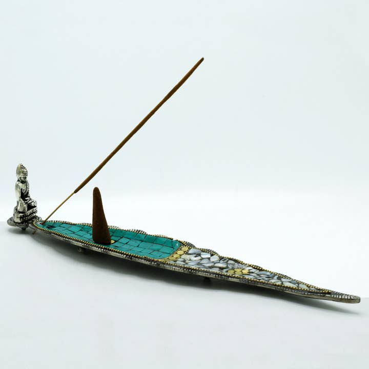 Ancient Wisdom - Wholesale Incense Holder - Buddha Long Leaf Tibetan Decor Incense Holder