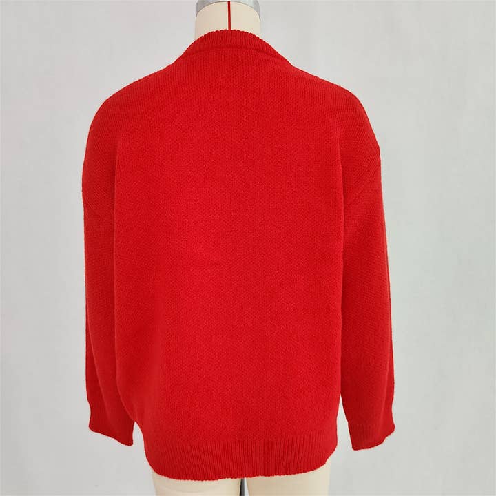 Red Winter Snowman Cartoon Knit Crew Neck Casual Sweater SXDZ89 for wholesale on Faire5