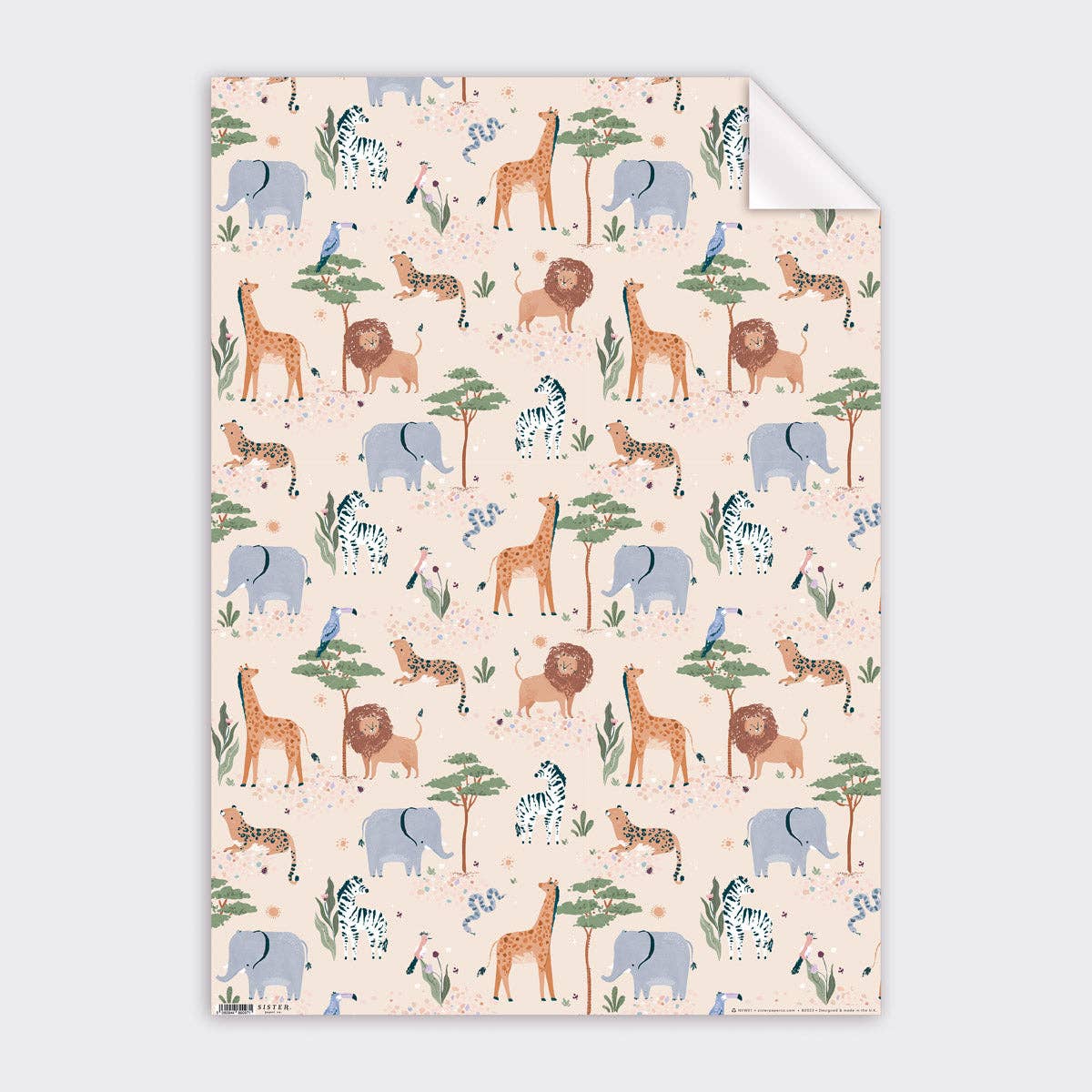 Sister Paper Co. - Wholesale Flat Wrap - Safari Kids Gift Wrap | Wrapping Paper | Birthday Gift Wrap1