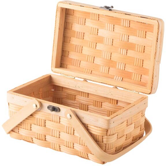 Quickway Imports - Vente Paniers de pique-nique - Petit panier pique-nique en copeaux de bois avec housse et poignées pliables